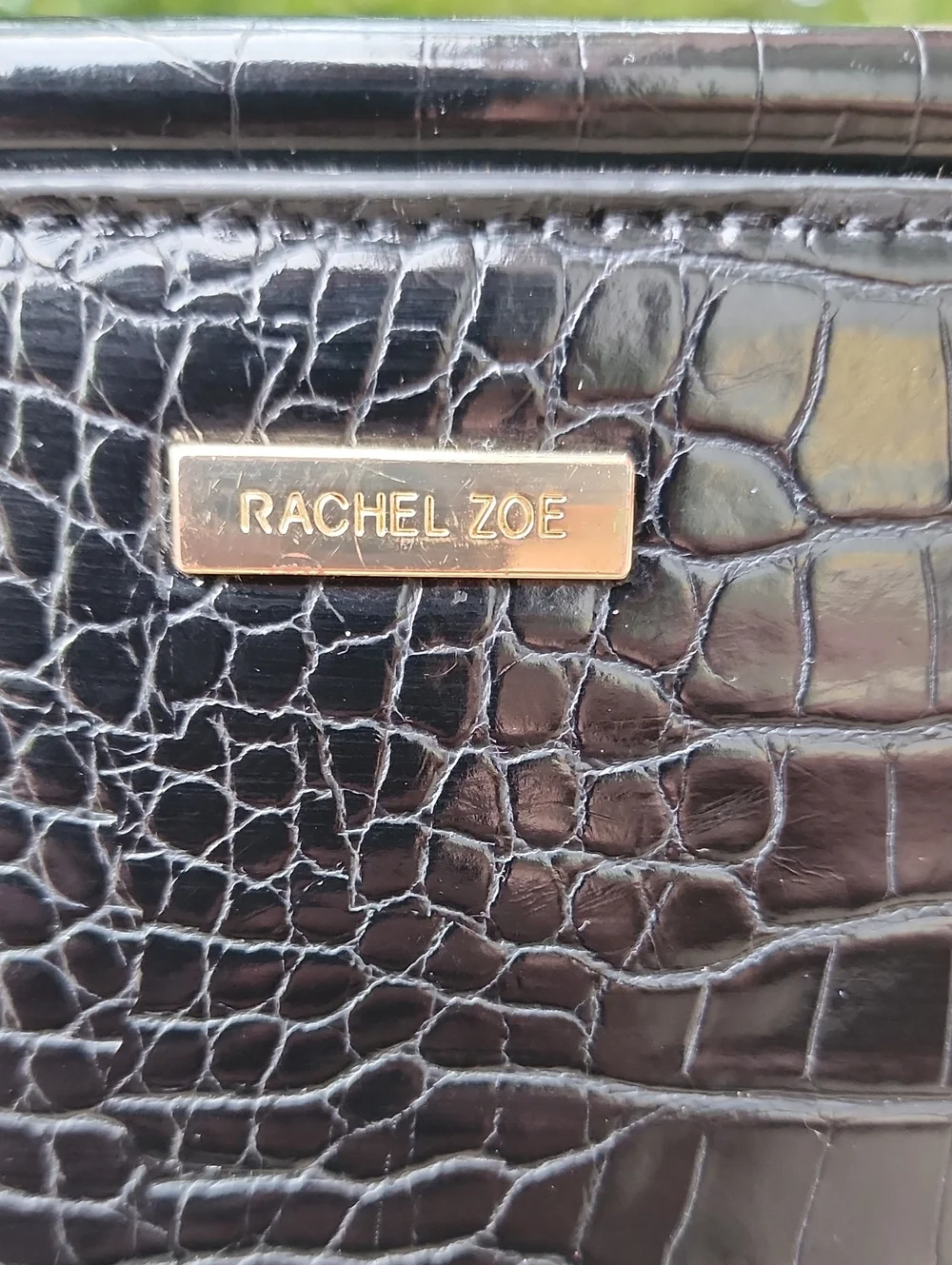 RACHEL ZOE Black Croc-Embossed Pleather Crossbody Bag